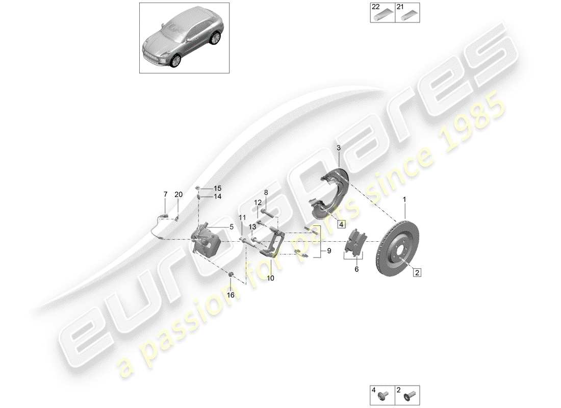 porsche macan (2019) disc brakes part diagram