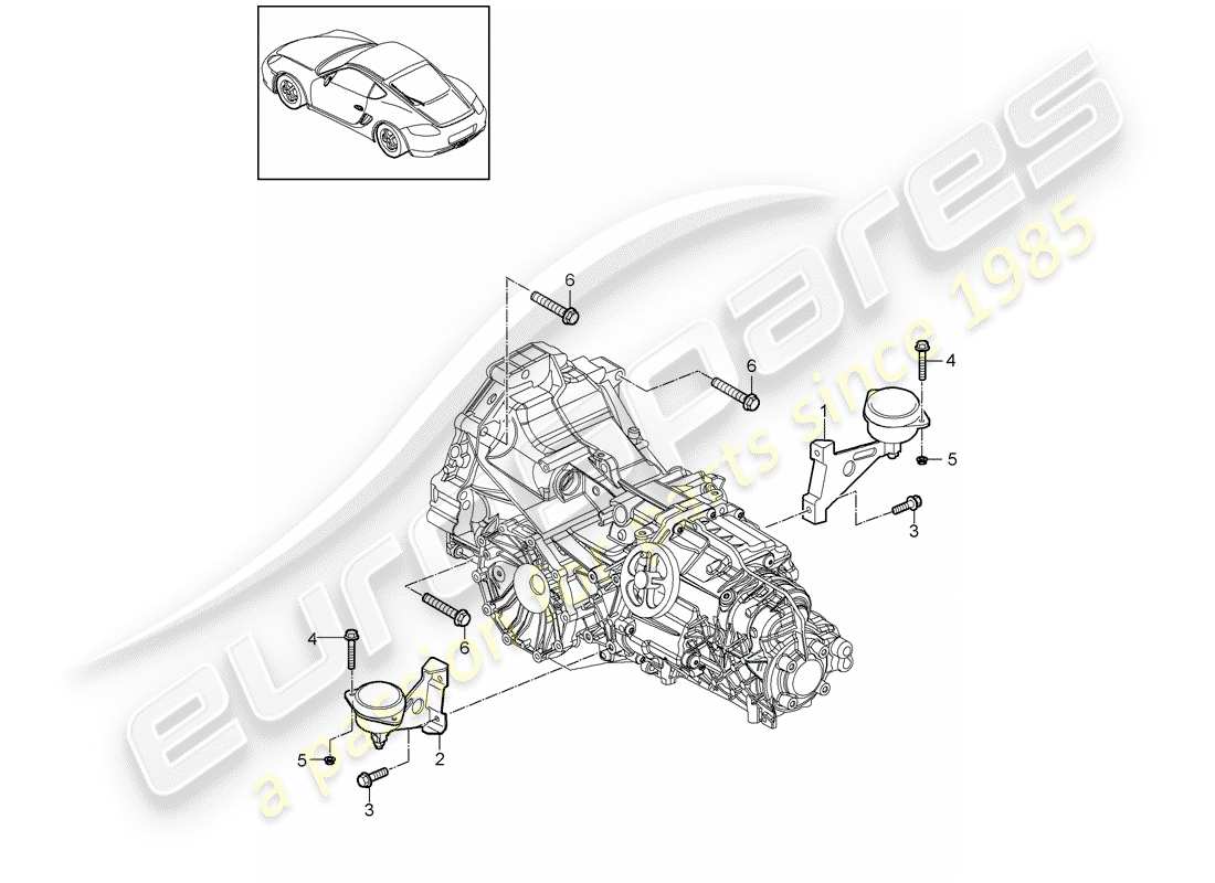 porsche cayman 987 (2011) manual gearbox part diagram