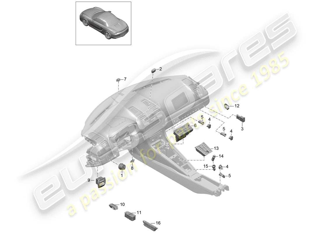 porsche boxster 981 (2016) switch part diagram