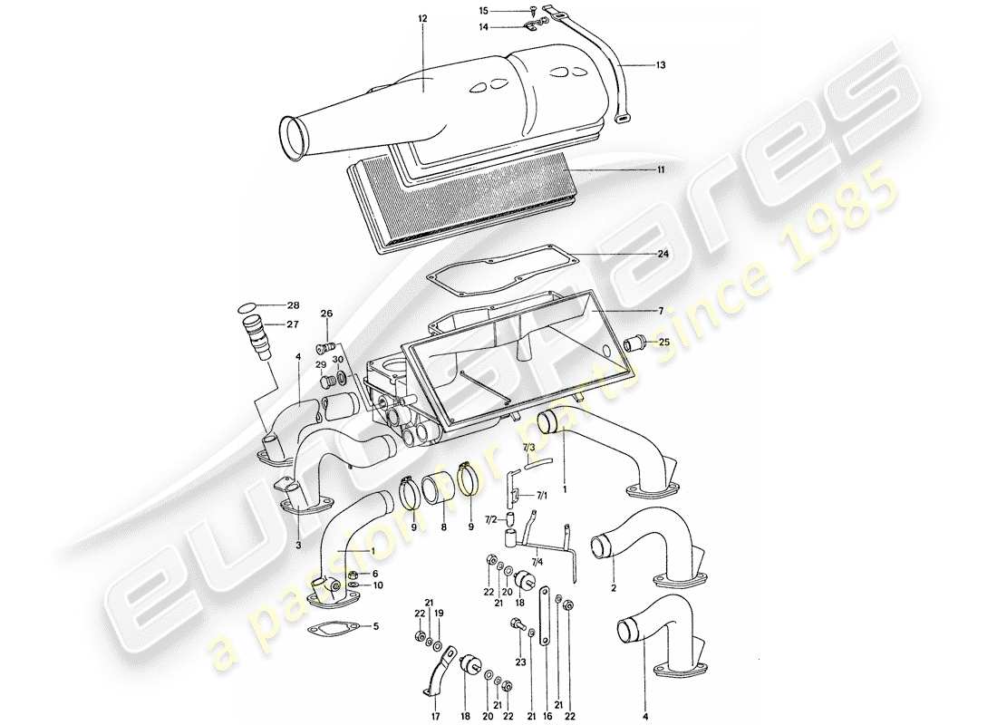 porsche 911 (1977) air cleaner - k-jetronic part diagram