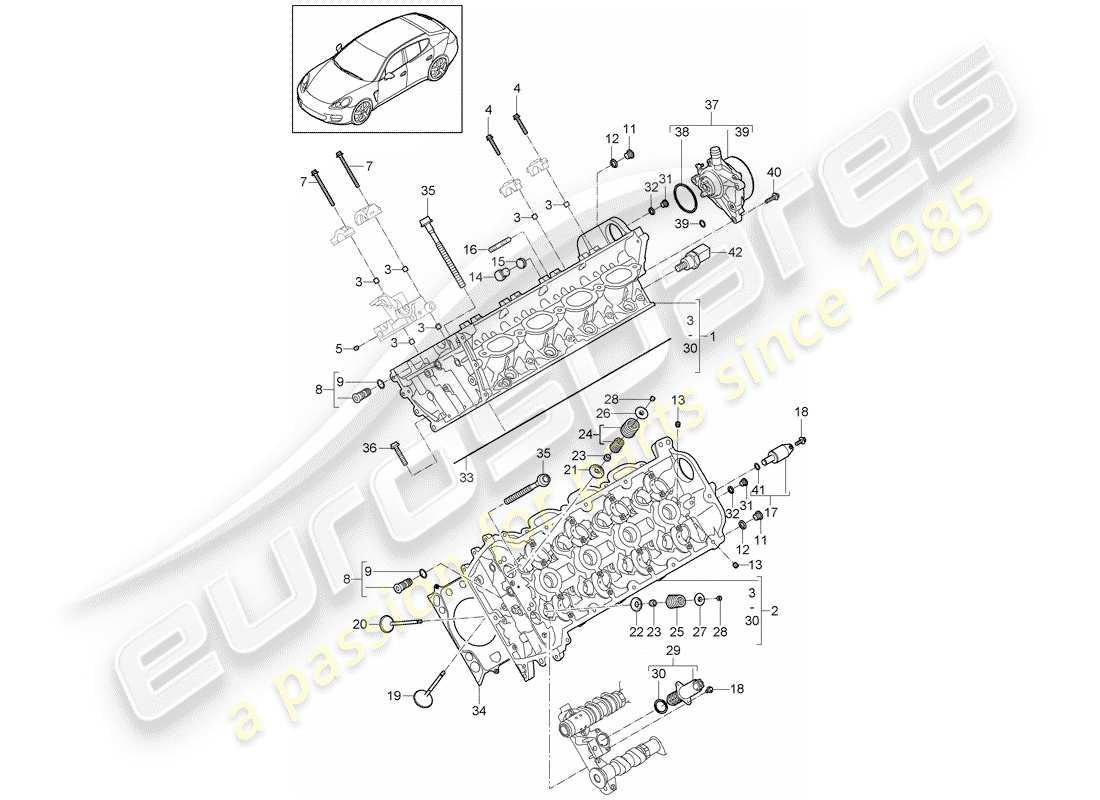 porsche panamera 970 (2010) cylinder head part diagram