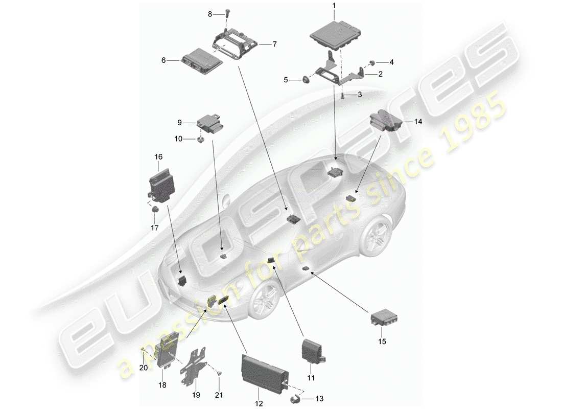 porsche 991 (2016) control units part diagram