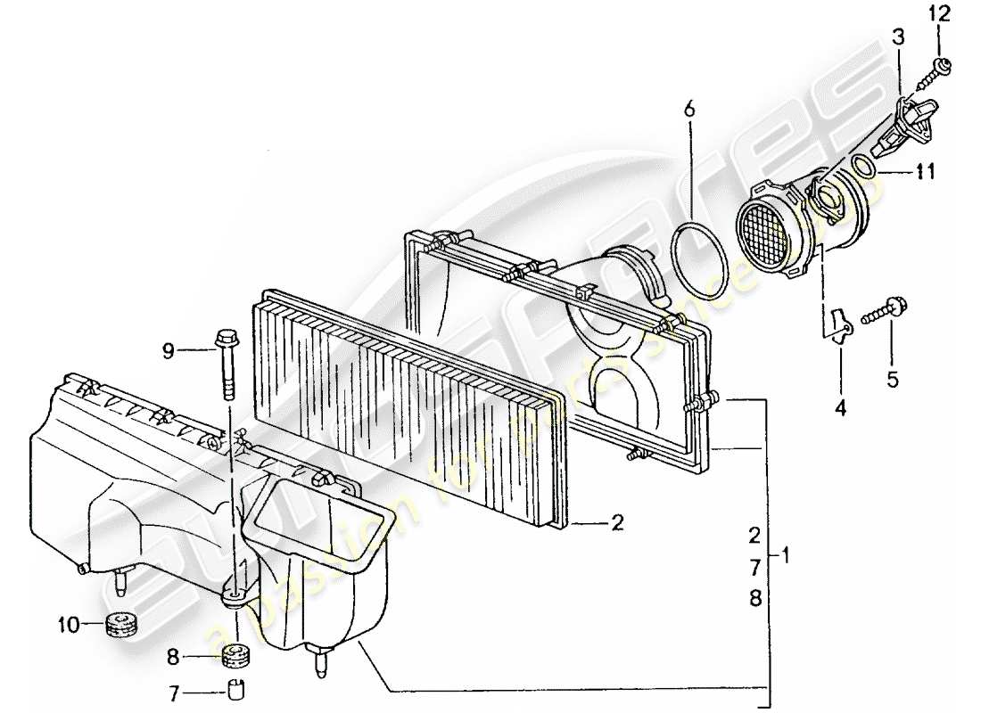 porsche 996 gt3 (2005) air cleaner part diagram