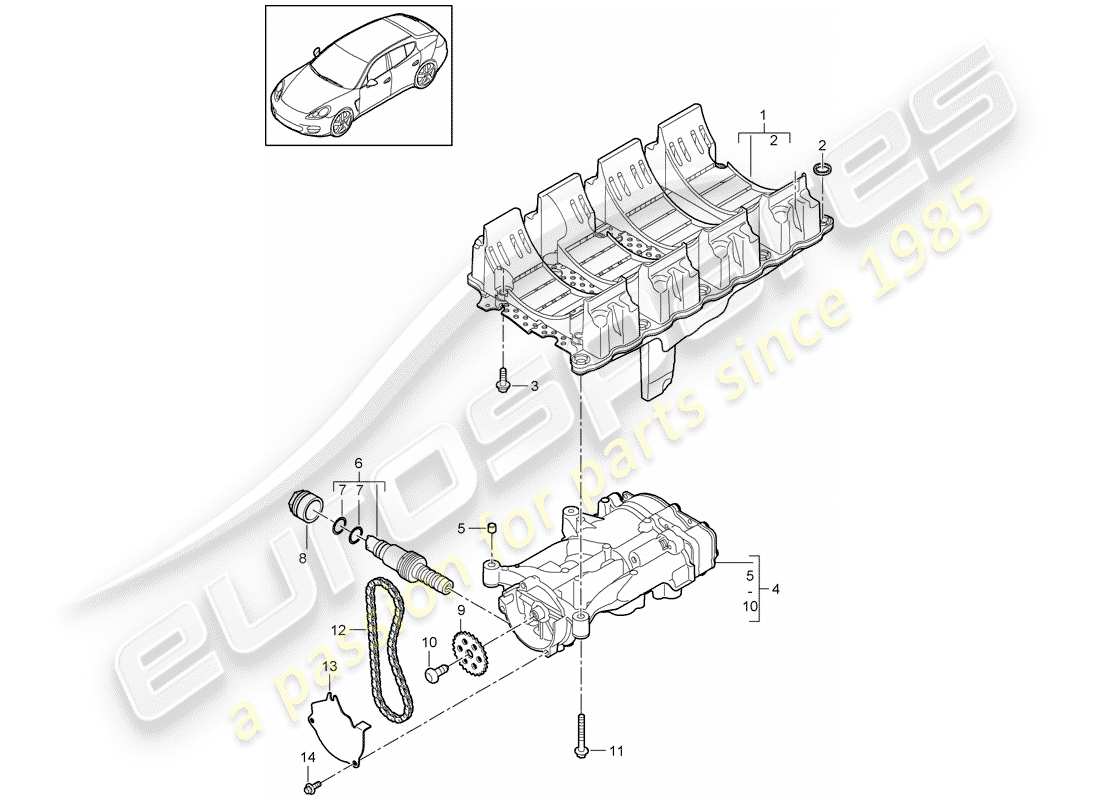 porsche panamera 970 (2010) oil baffle plate part diagram