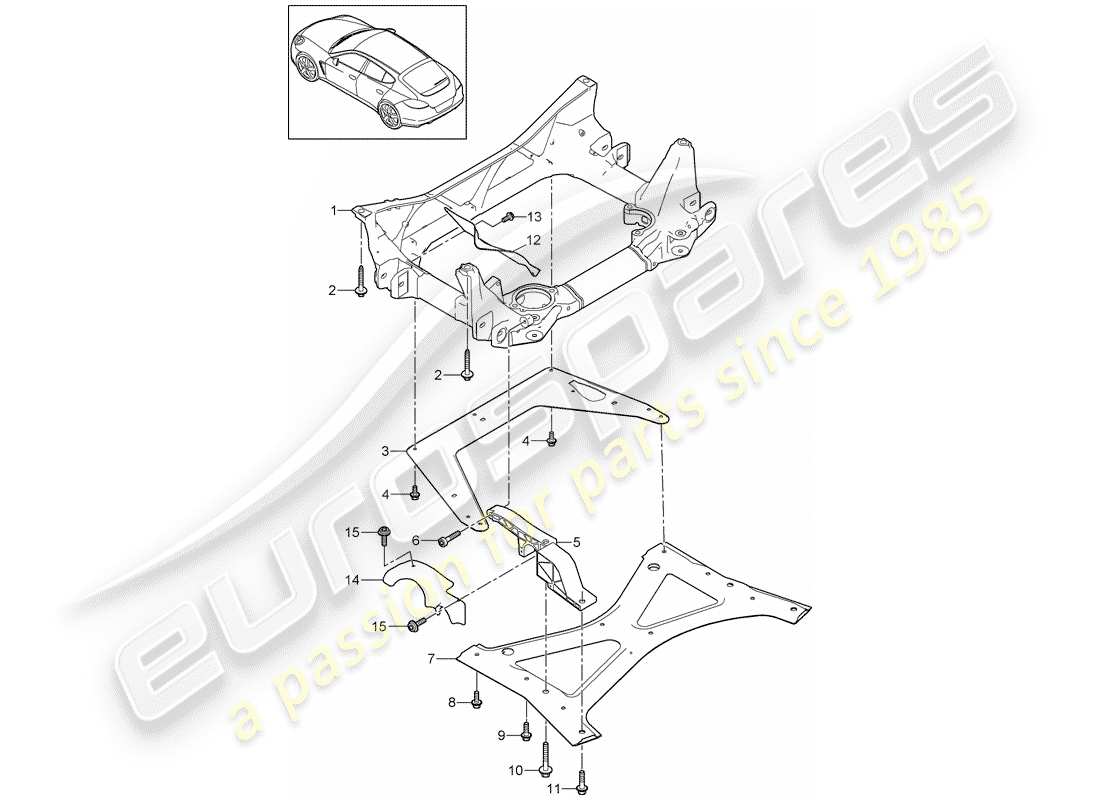 porsche panamera 970 (2010) sub frame part diagram