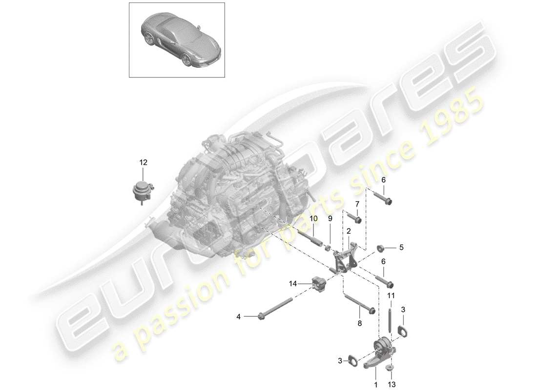 porsche boxster 981 (2015) engine suspension part diagram