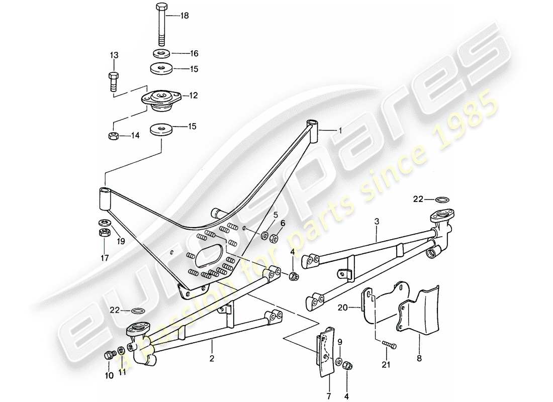 porsche 959 (1988) engine suspension - bracket - exhaust gas turbocharger part diagram