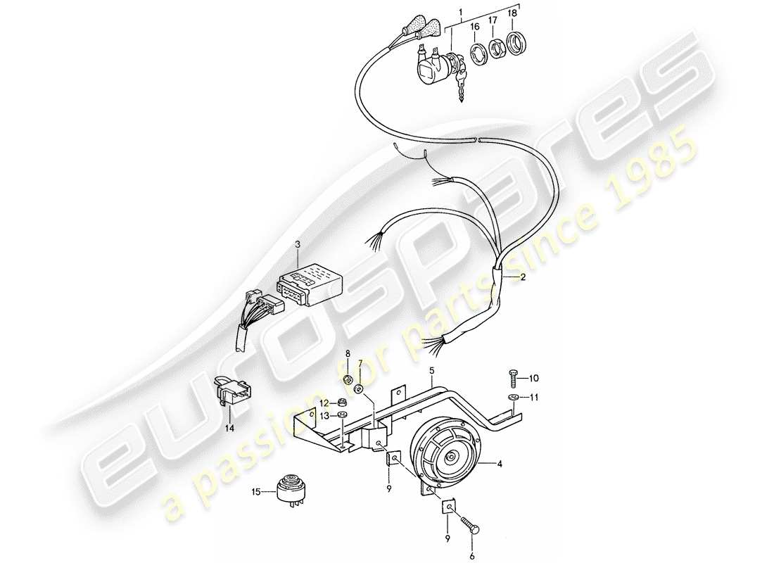 porsche 959 (1988) alarm system part diagram