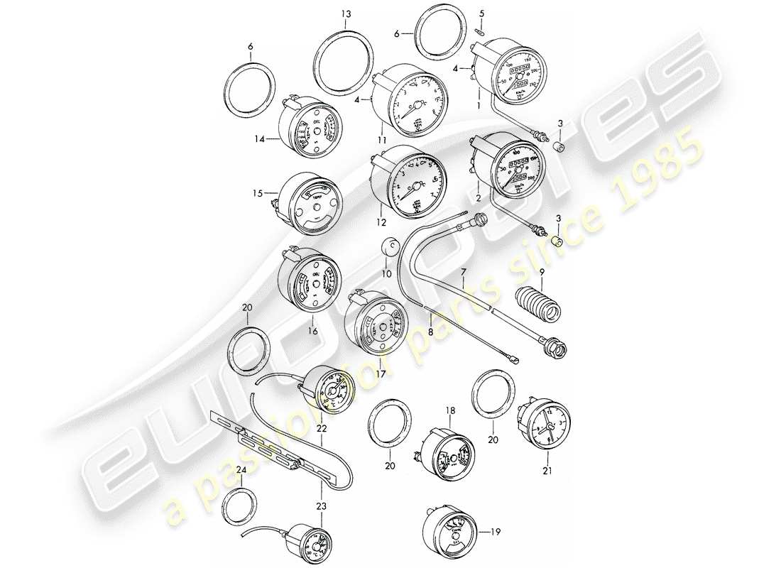 porsche 911/912 (1969) instruments part diagram