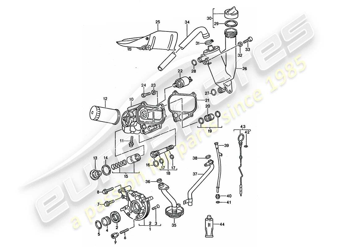 porsche 968 (1995) engine lubrication part diagram