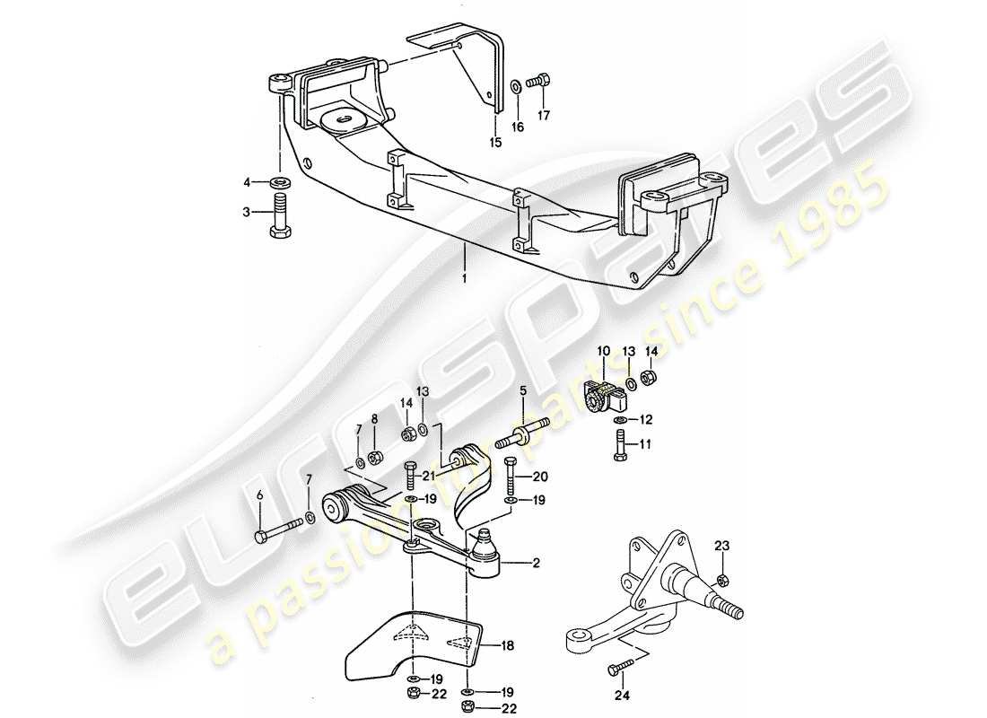 porsche 968 (1995) track control arm - cross member part diagram