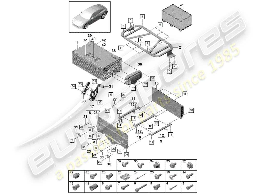 porsche panamera 971 (2020) battery part diagram