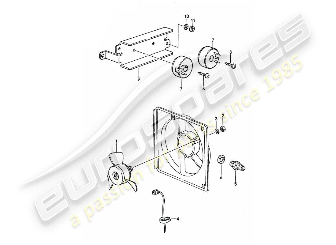 porsche 968 (1995) electric fan part diagram