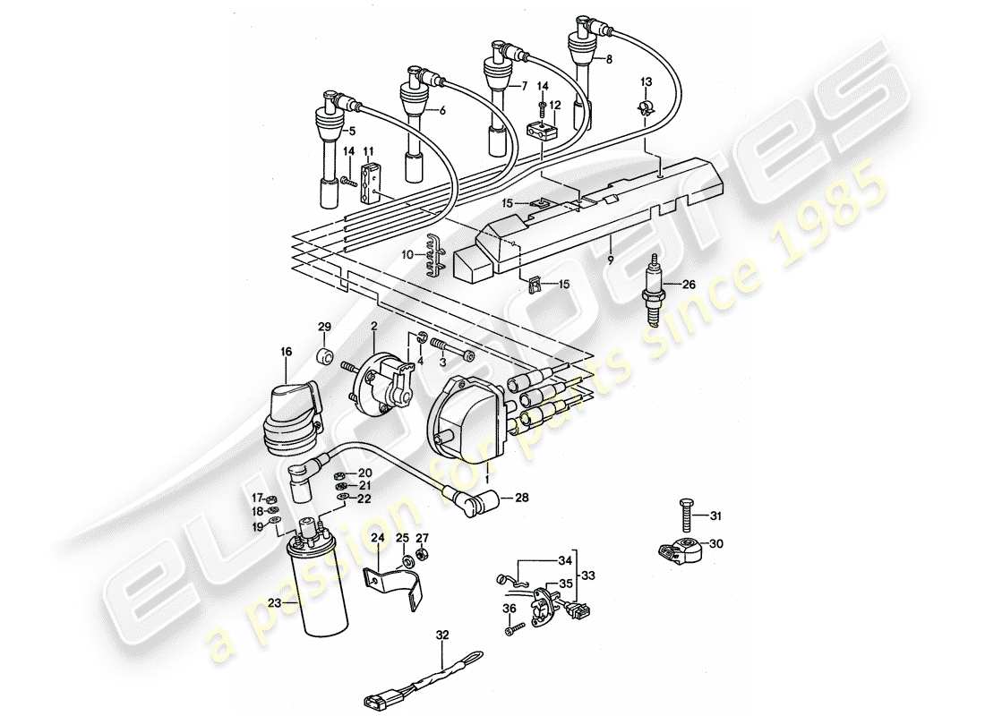 porsche 968 (1995) engine electrics 1 part diagram