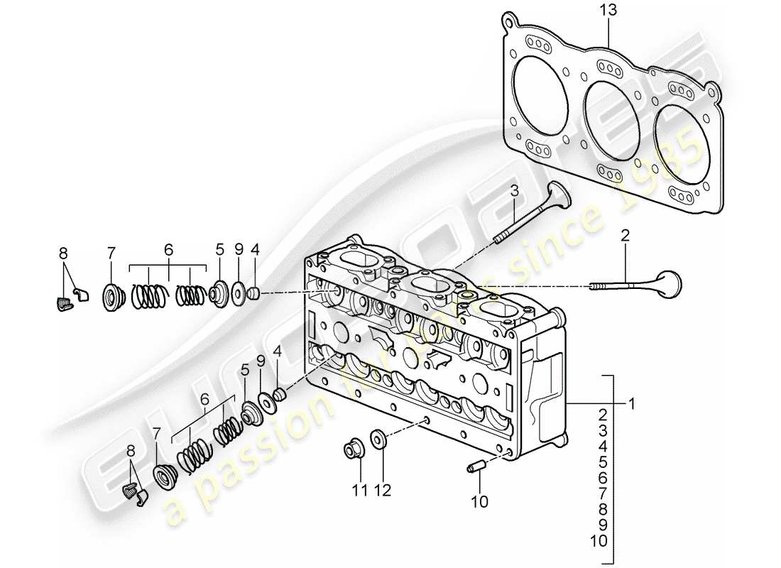 porsche 997 gt3 (2008) cylinder head part diagram