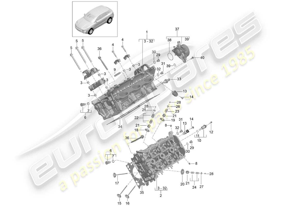 porsche macan (2015) cylinder head part diagram