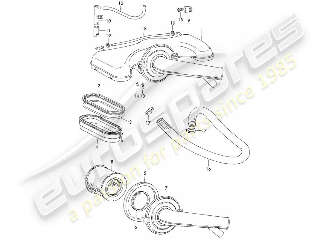 porsche 911 (1971) air cleaner system - for - - zenith - carburetor part diagram