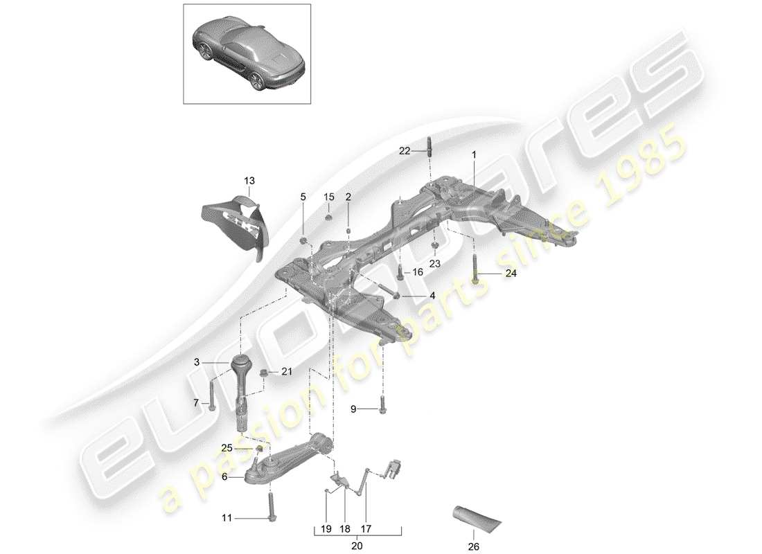 porsche boxster 981 (2015) cross member part diagram