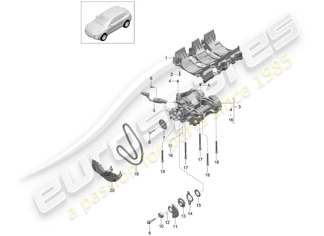 porsche macan (2016) oil baffle plate part diagram