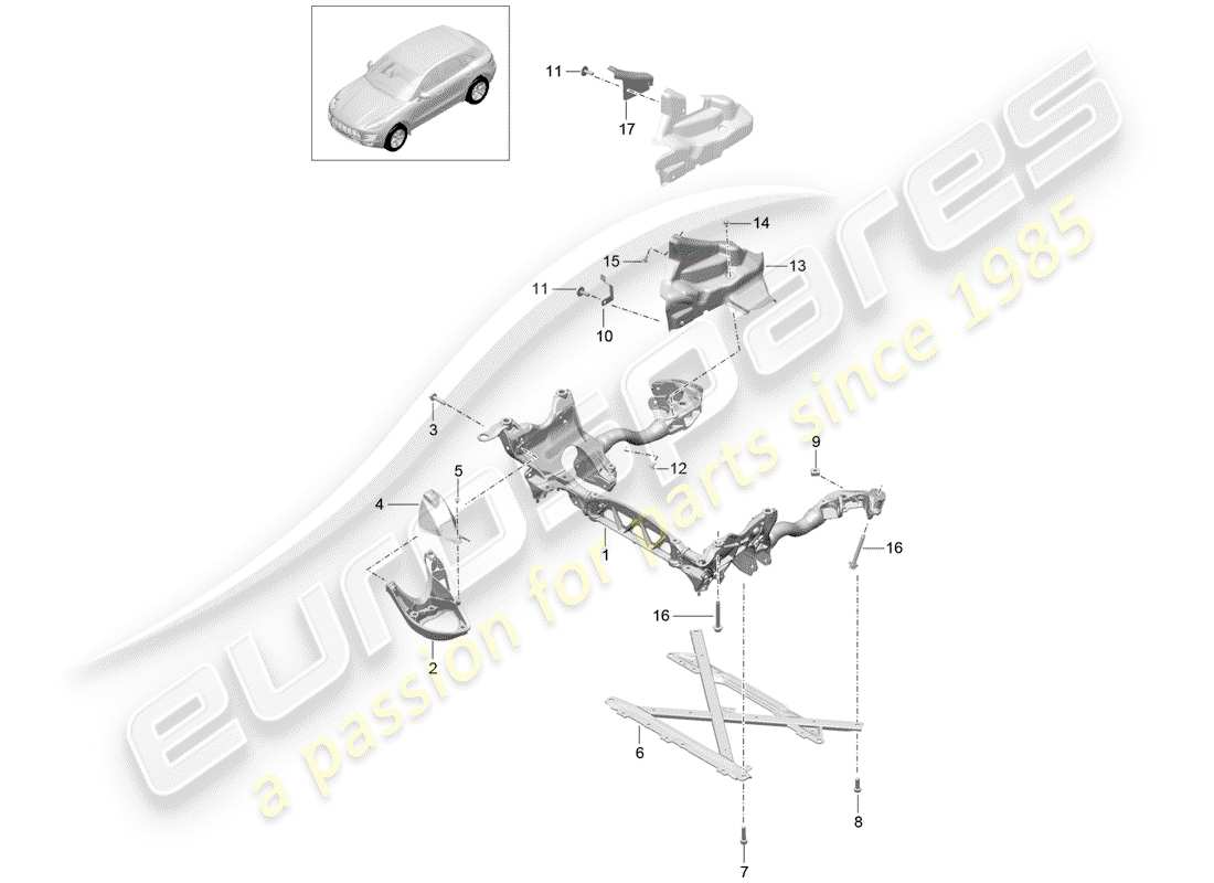 porsche macan (2016) sub frame part diagram