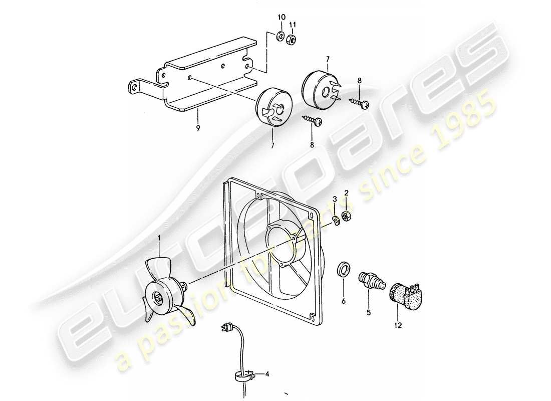 porsche 944 (1988) electric fan part diagram