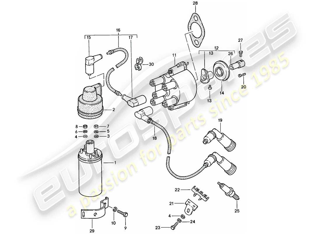 porsche 944 (1988) engine electrics 1 part diagram