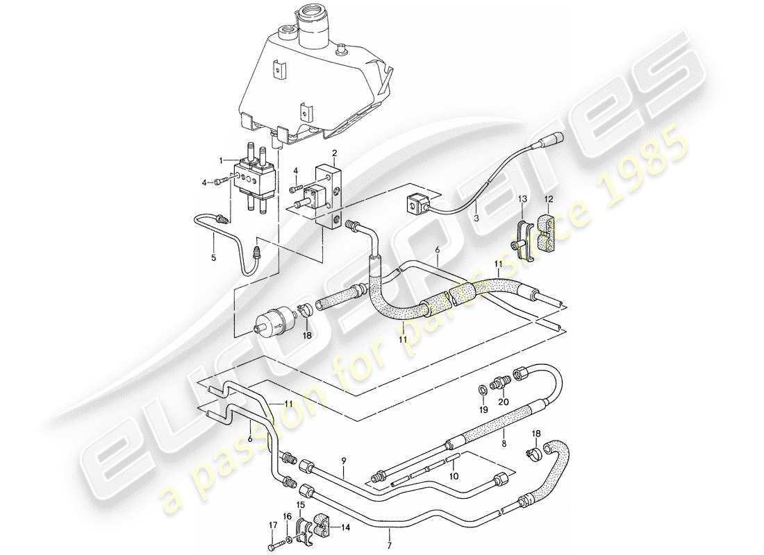 porsche 959 (1988) self levelling system - control part diagram