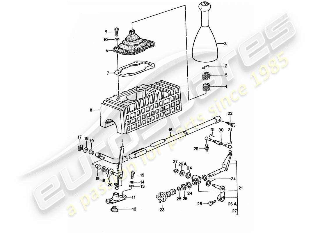 porsche 968 (1995) actuator - for - manual gearbox part diagram