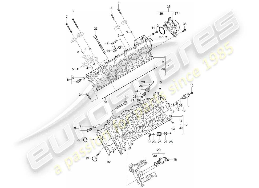 porsche cayenne (2010) cylinder head part diagram