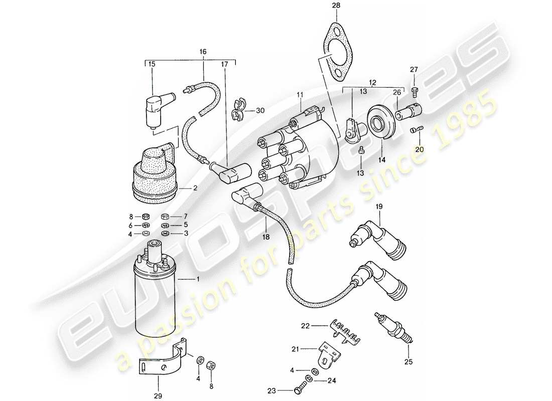 porsche 944 (1990) engine electrics 1 part diagram