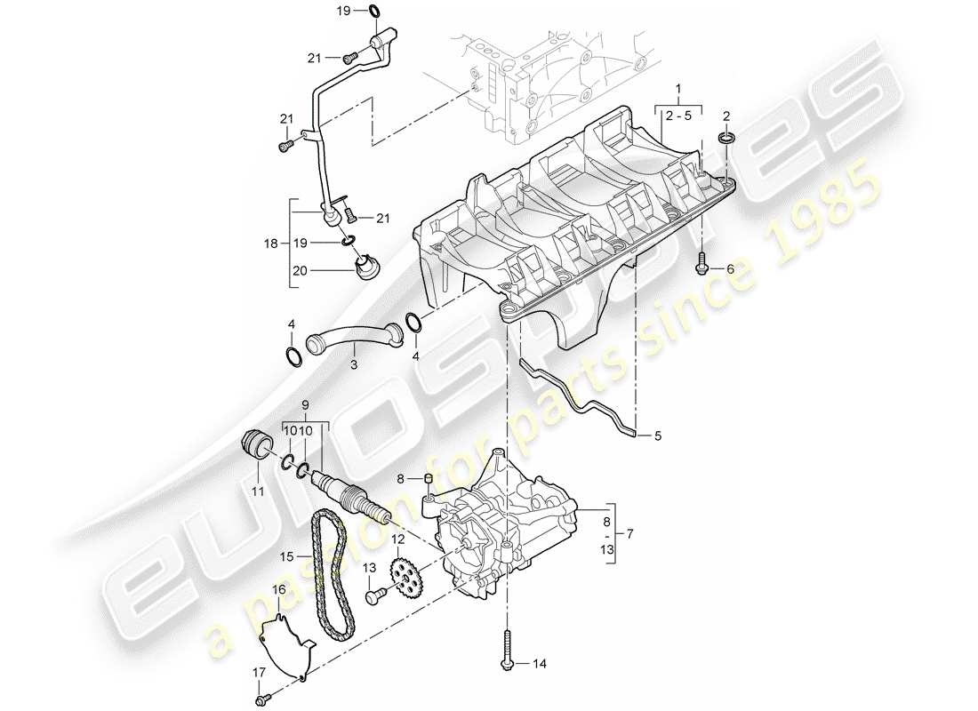 porsche cayenne (2010) oil baffle plate part diagram