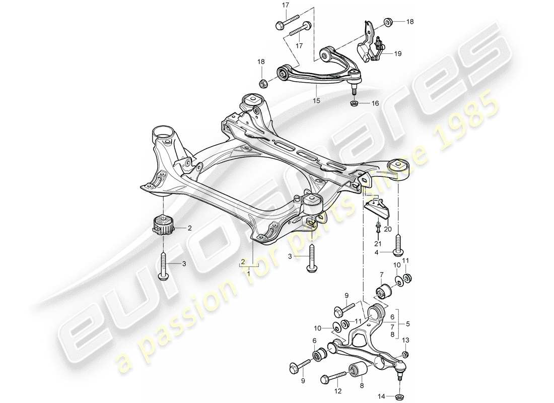 porsche cayenne (2010) sub-frame part diagram