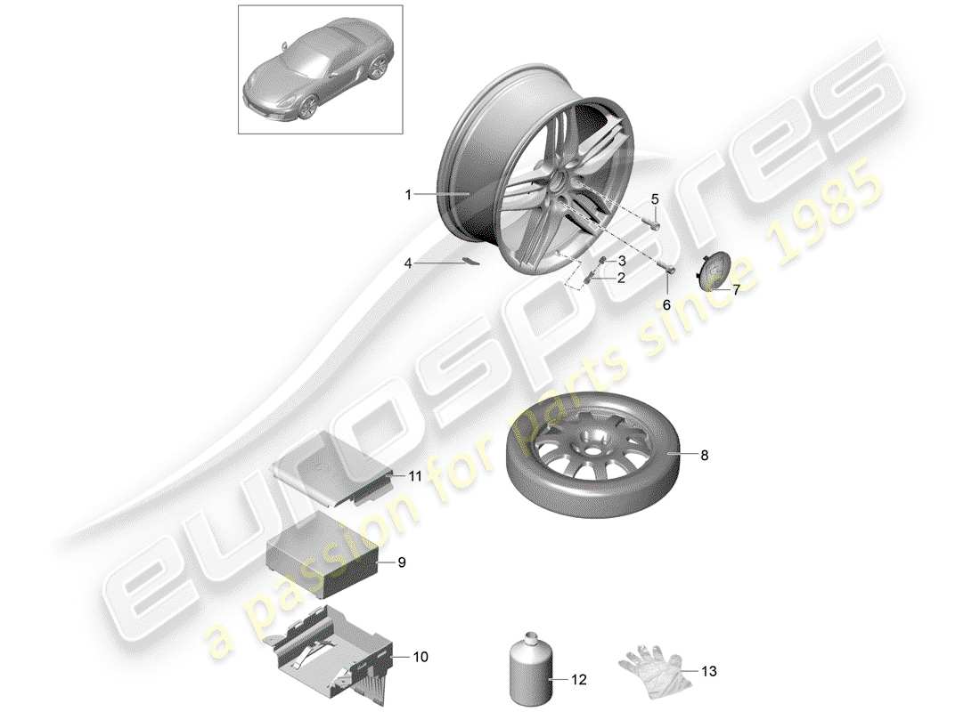 porsche boxster 981 (2015) wheels part diagram