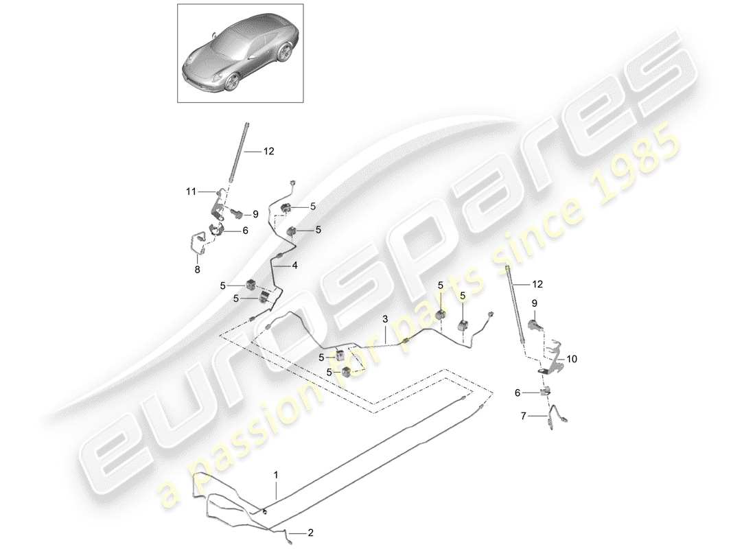 porsche 991 (2016) brake line part diagram