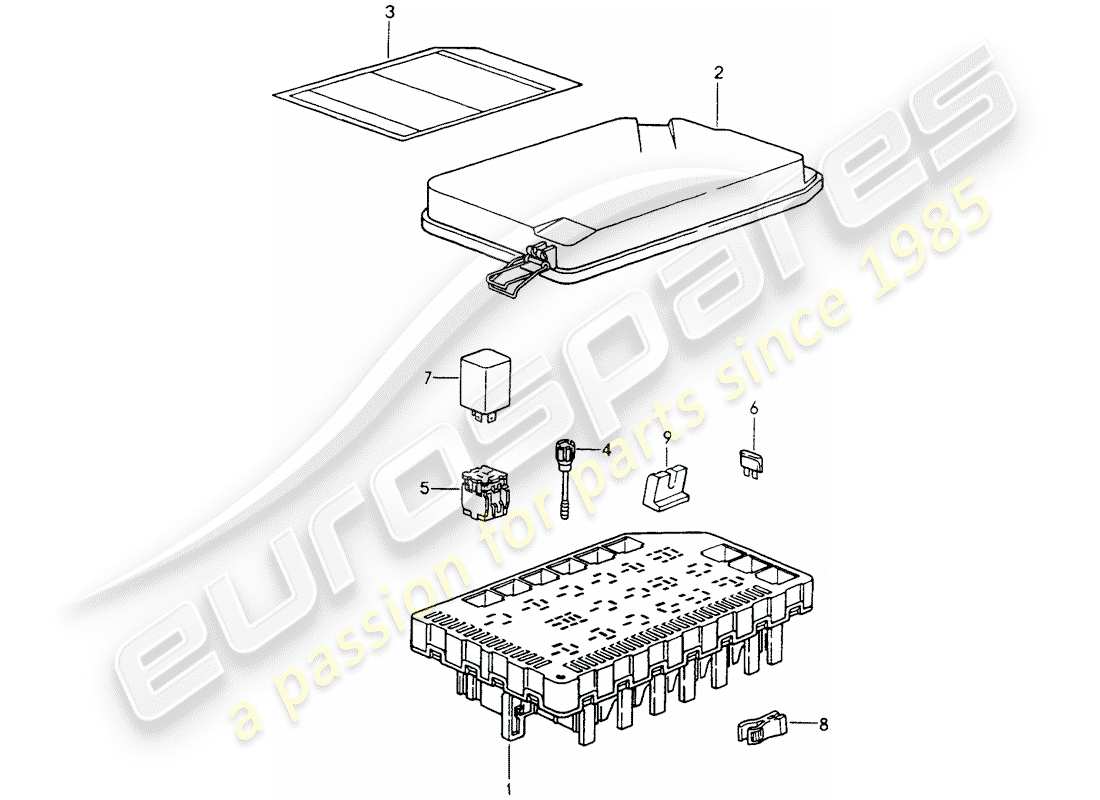 porsche 964 (1991) fuse box/relay plate part diagram