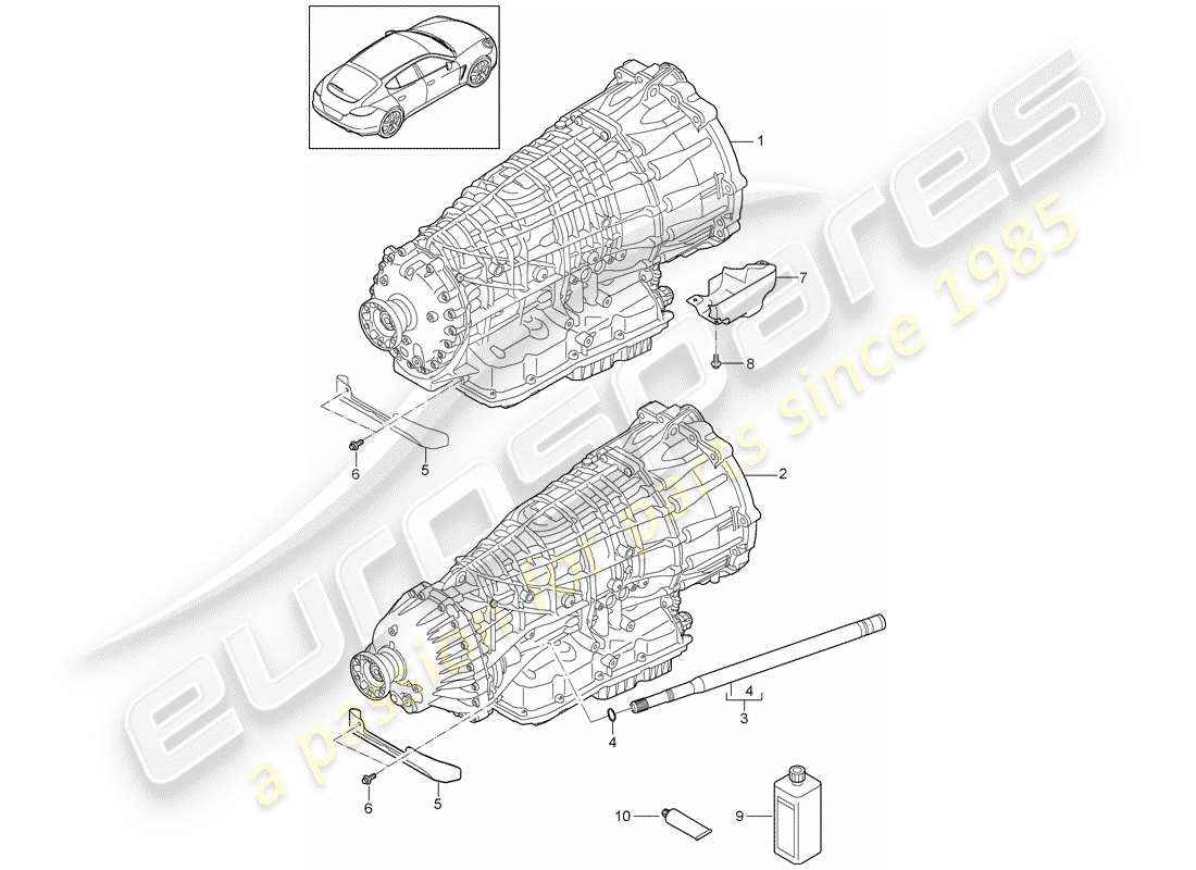 porsche panamera 970 (2010) 7-speed dual clutch gearbox part diagram