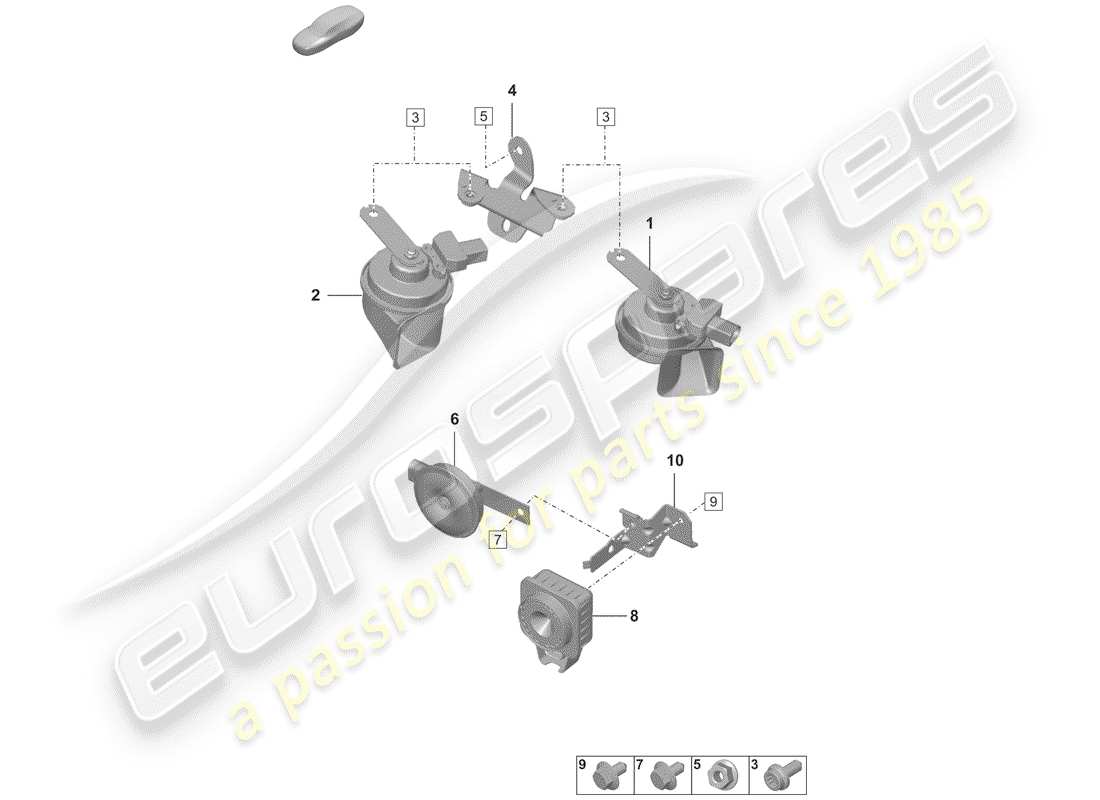 porsche 2020 fanfare horn part diagram