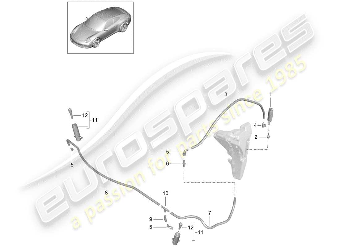 porsche 991 (2016) headlight washer system part diagram