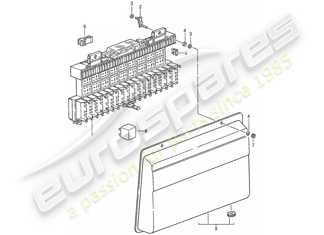 porsche 959 (1988) fuse box/relay plate - fuse - relay part diagram