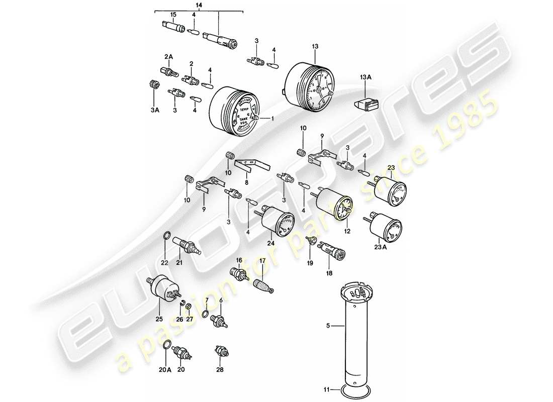 porsche 924 (1978) instruments part diagram