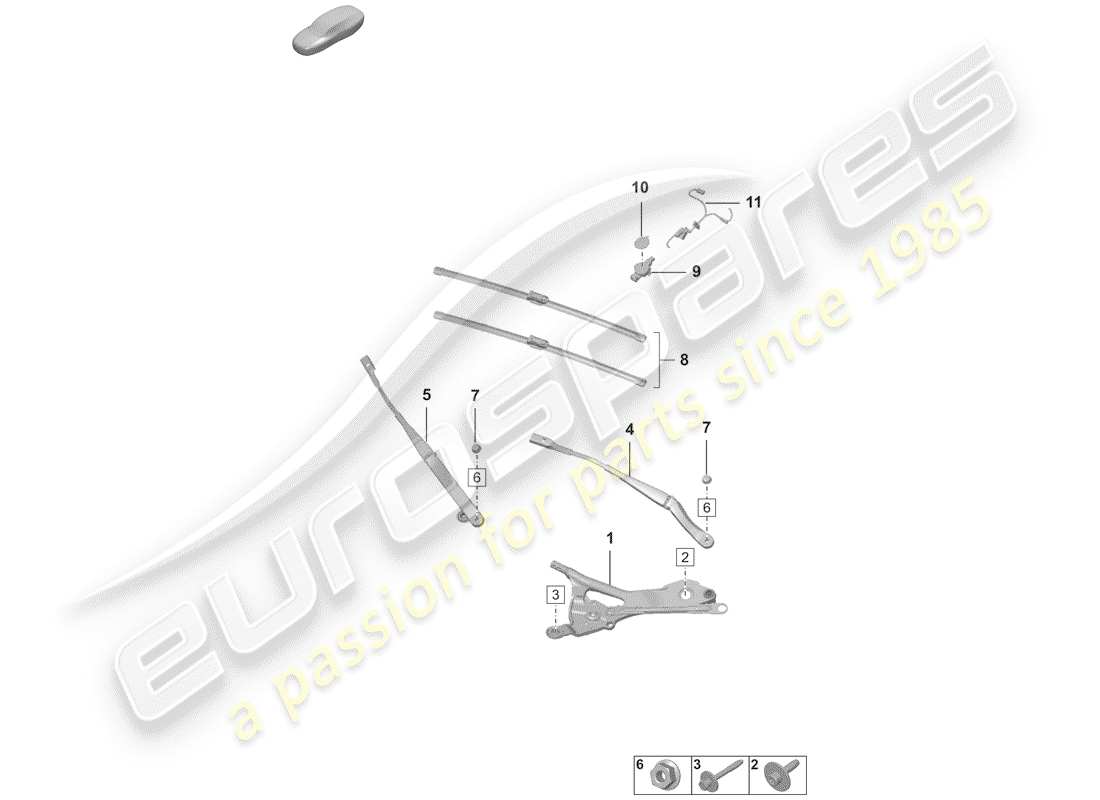 porsche 2020 windshield wiper system compl. part diagram