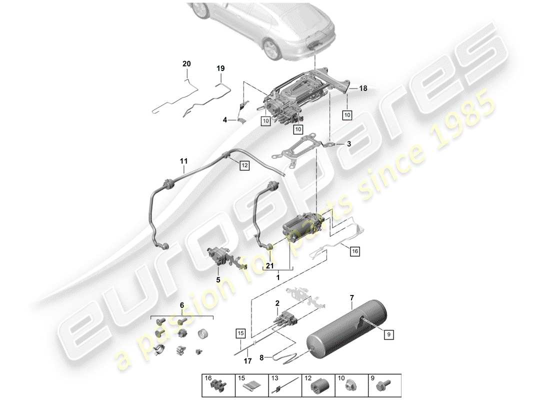 porsche panamera 971 (2020) compressor part diagram