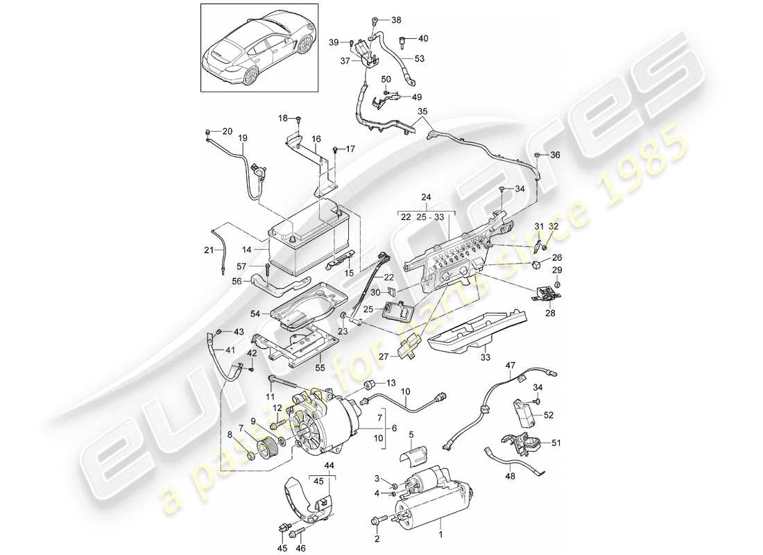 porsche panamera 970 (2013) starter part diagram