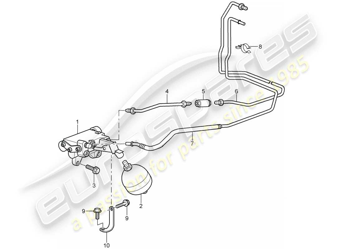 porsche 996 t/gt2 (2003) hydraulic clutch - operation - hydraulic clutch pipe - pressure unit - clutch slave cylinder part diagram