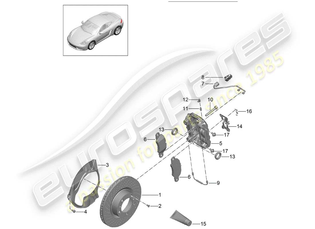 porsche 718 cayman (2020) disc brakes part diagram