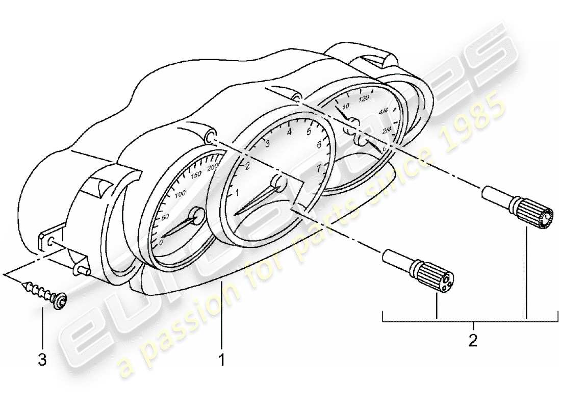 porsche boxster 986 (2001) instrument cluster - complete - d - mj 2001>> part diagram