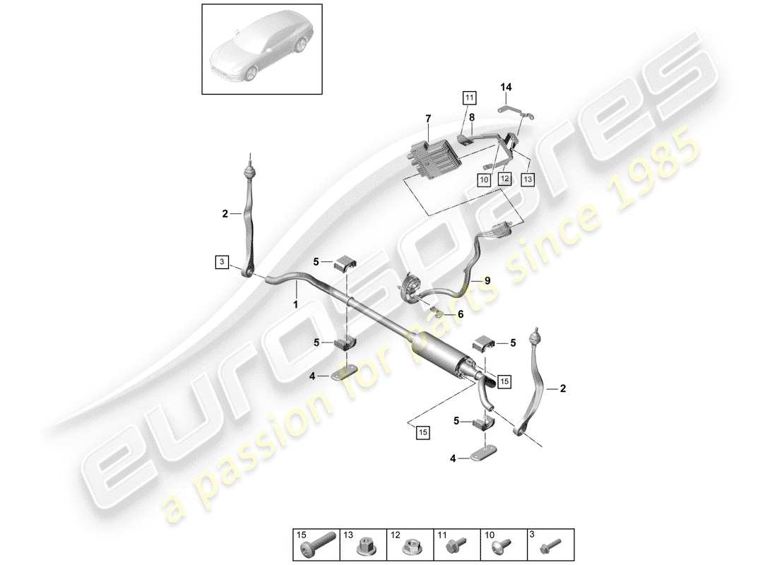 porsche panamera 971 (2020) stabilizer part diagram