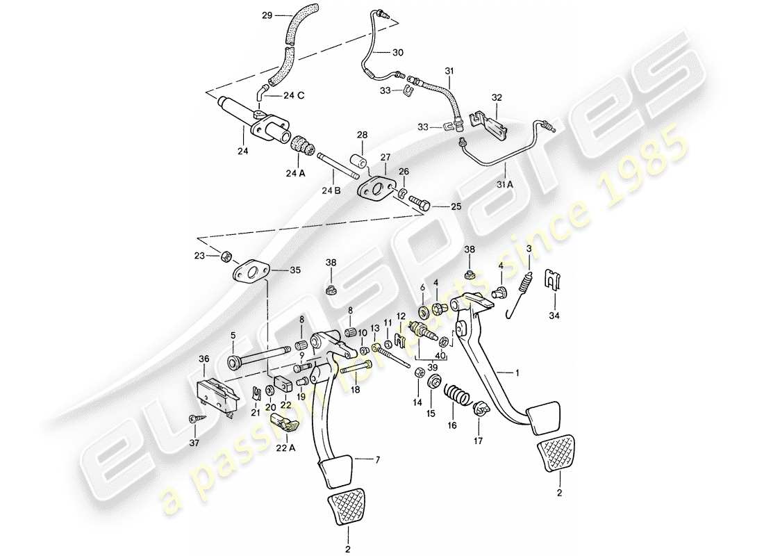 porsche 928 (1987) pedals part diagram