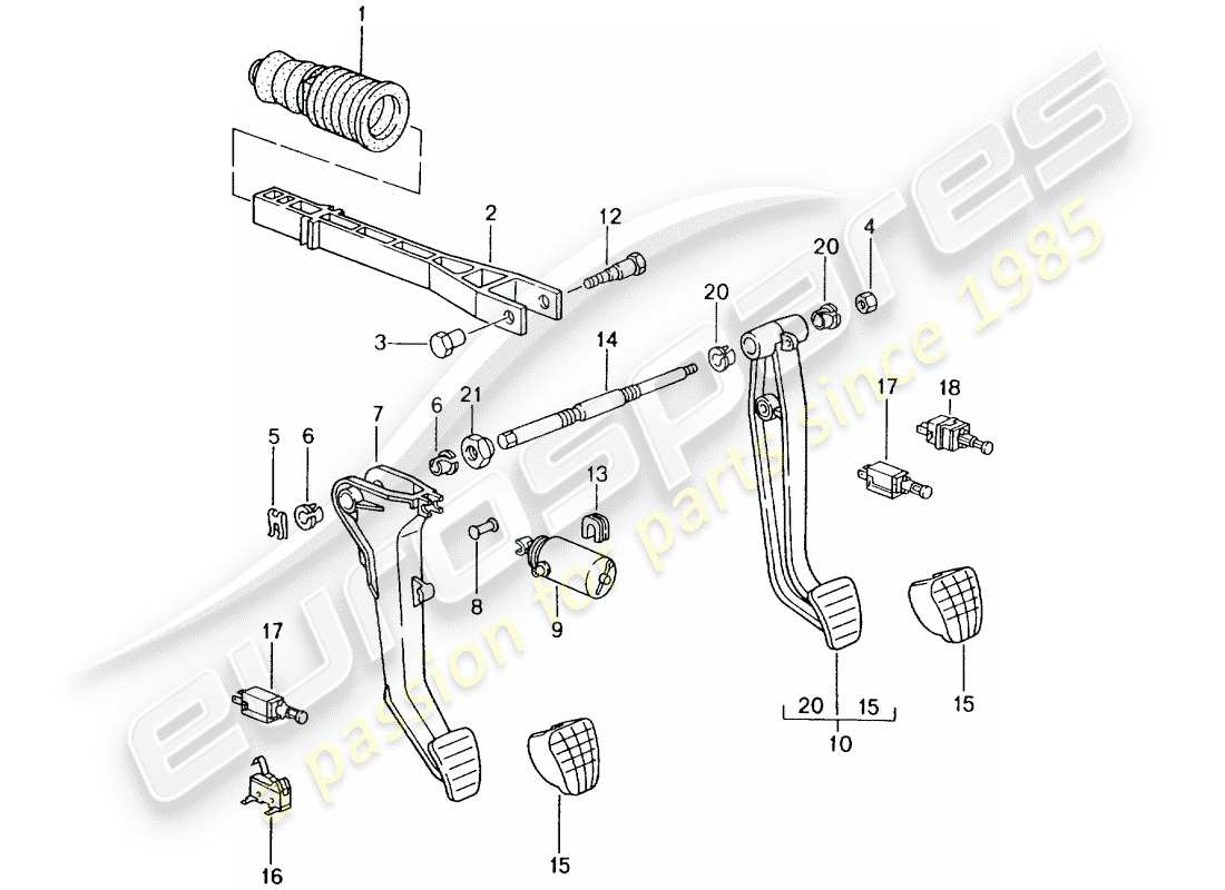 porsche 996 gt3 (2005) pedals part diagram