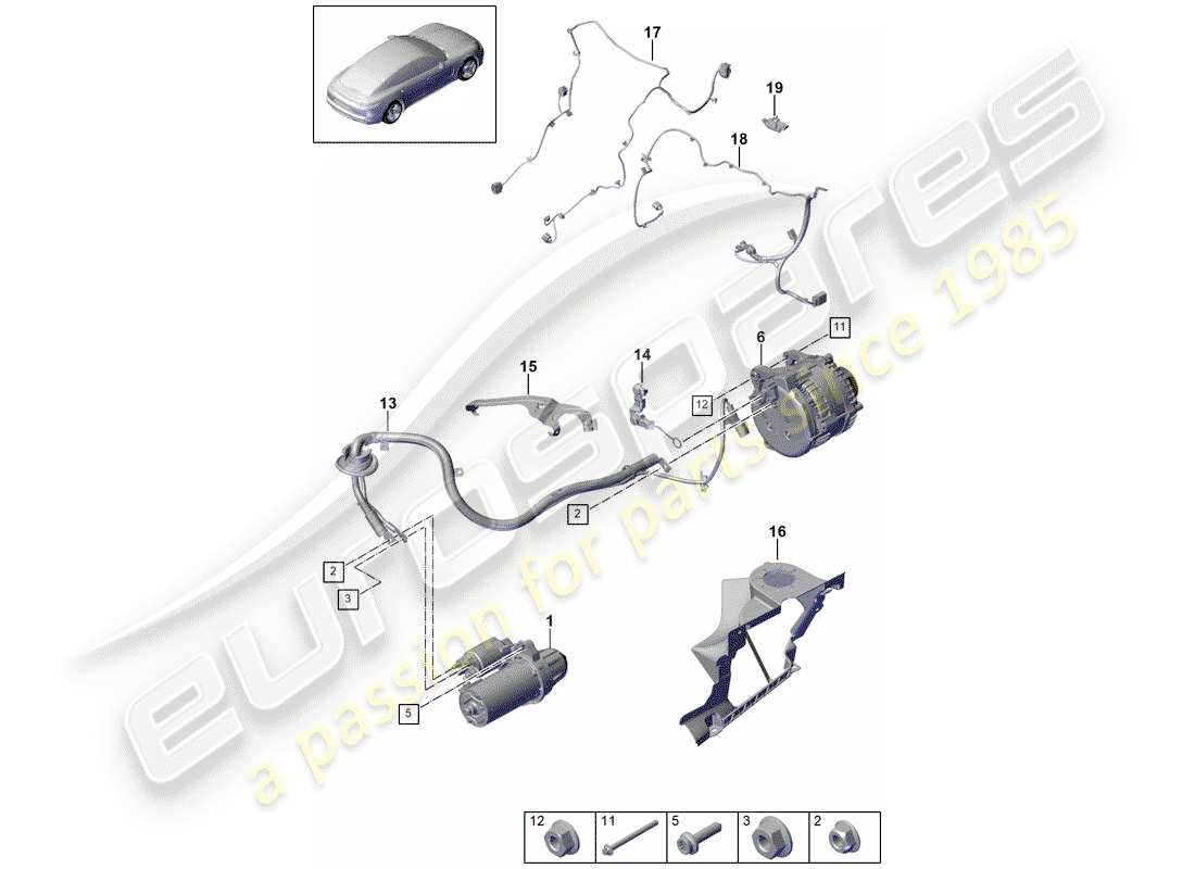 porsche panamera 971 (2020) starter part diagram